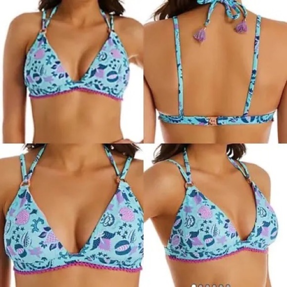 Nanette Lepore Floral Bikini Top with Crochet & Tassels 6 - Picture 2 of 7